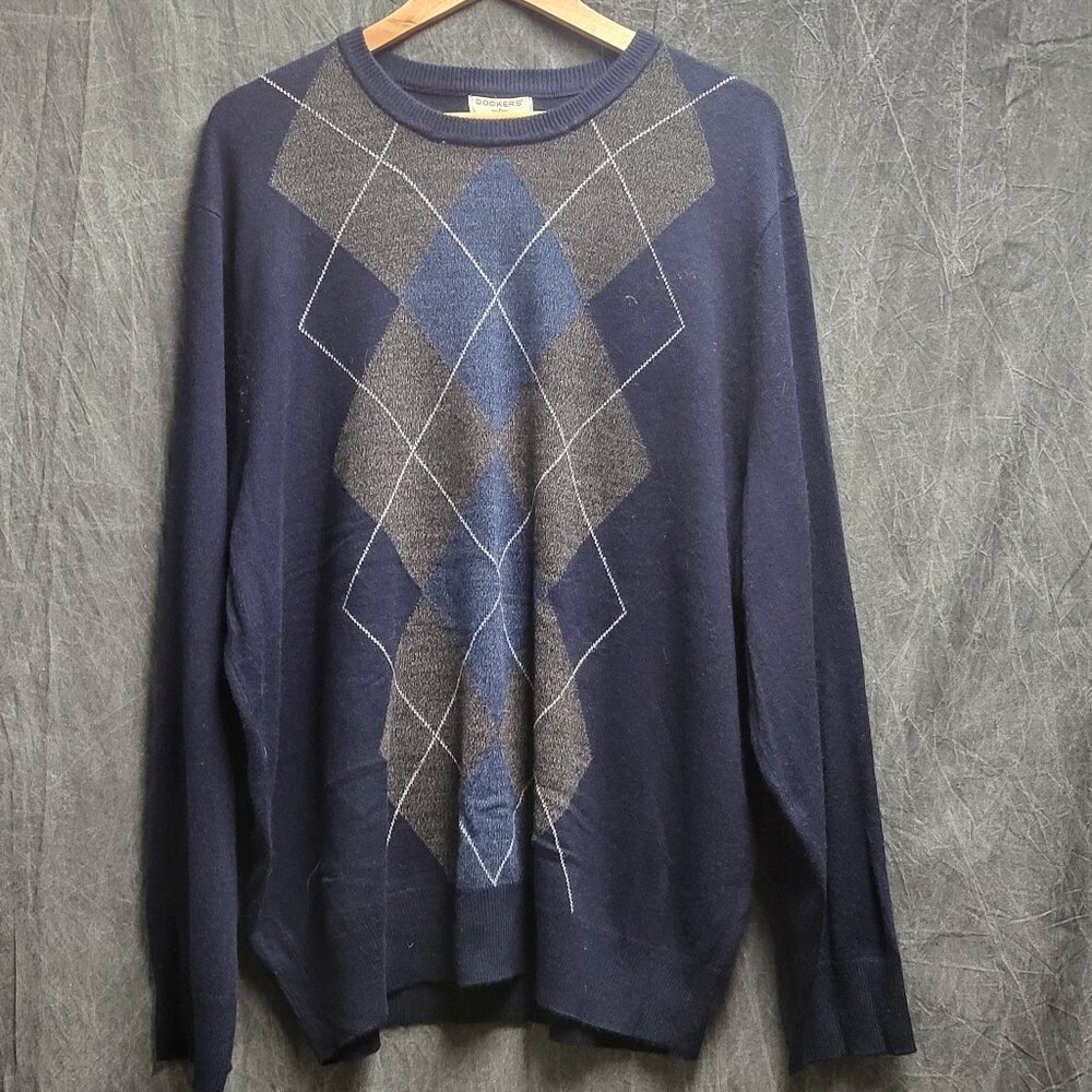 Men's XXL Docker's Blue Argyle Sweater